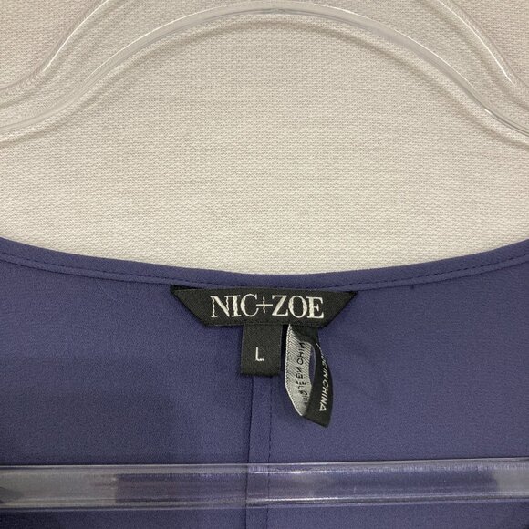 New Nic + Zoe Large Pintuck Tie Front Relaxed Flowy Popover Blouse Office Career - Picture 3 of 11